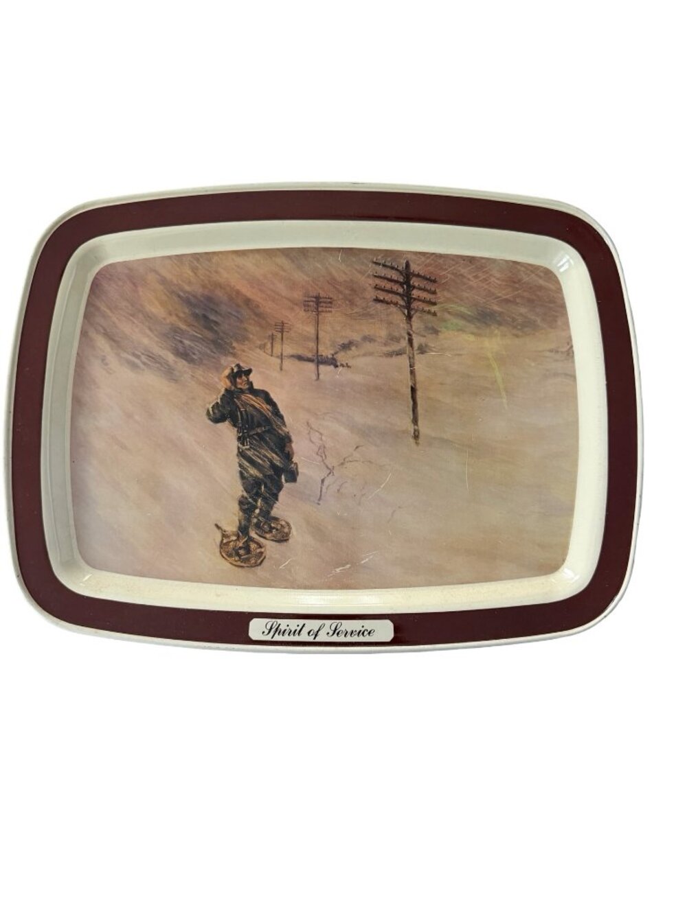 Vintage Bell System AT&T Spirit of Service Lineman Advertising Tray Blizzard of